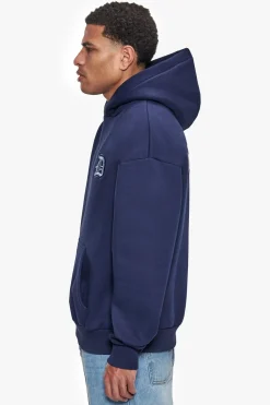 HEAVY OVERSIZE BACKLOGO HOODIE BLACK IRIS / BABY BLUE