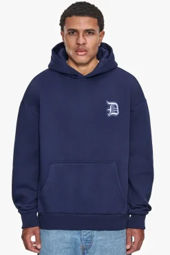 HEAVY OVERSIZE BACKLOGO HOODIE BLACK IRIS / BABY BLUE