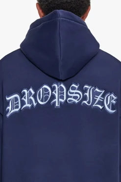 HEAVY OVERSIZE BACKLOGO HOODIE BLACK IRIS / BABY BLUE