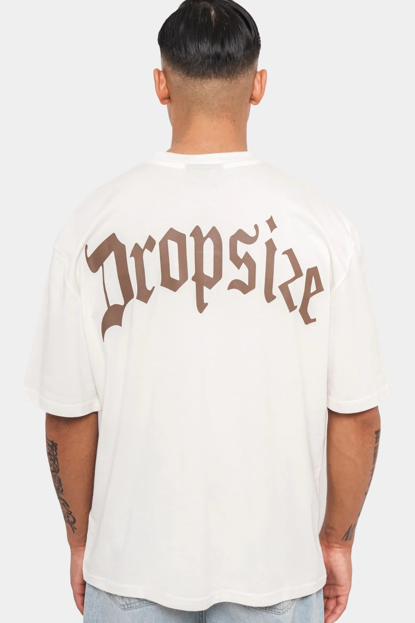 HEAVY OVERSIZE BACKPRINT T-SHIRT CREAM/BROWN