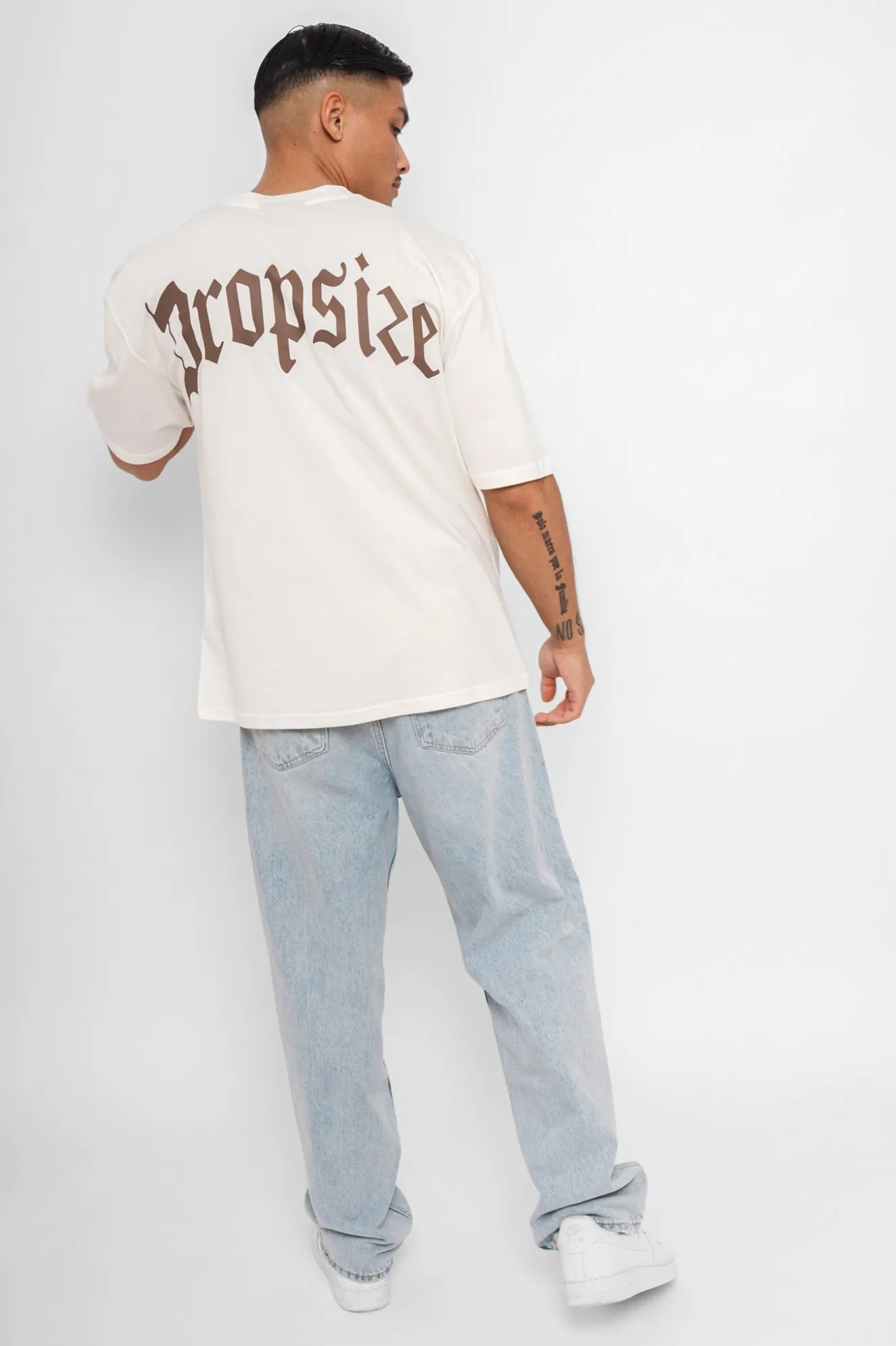HEAVY OVERSIZE BACKPRINT T-SHIRT CREAM/BROWN