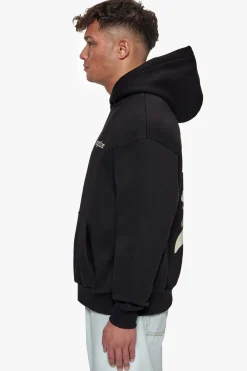 HEAVY OVERSIZE BIRD & ROSES HOODIE BLACK