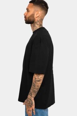 HEAVY OVERSIZE BLUE MOON DESIGN T-SHIRT BLACK