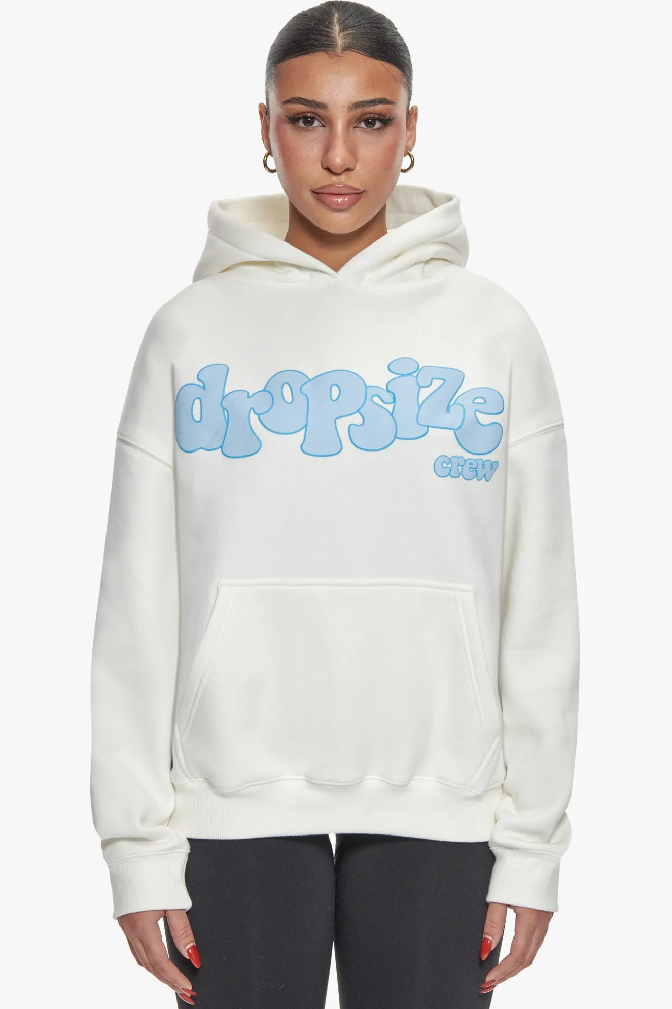 HEAVY OVERSIZE BLUE PUFFER PRINT HOODIE CREAM WHITE