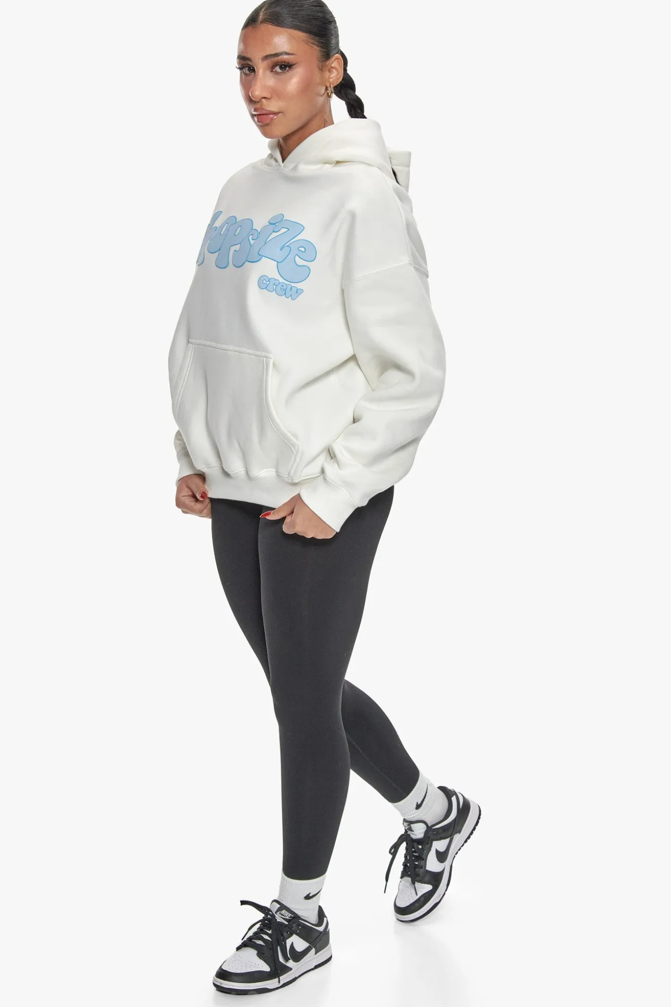 HEAVY OVERSIZE BLUE PUFFER PRINT HOODIE CREAM WHITE