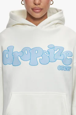 HEAVY OVERSIZE BLUE PUFFER PRINT HOODIE CREAM WHITE
