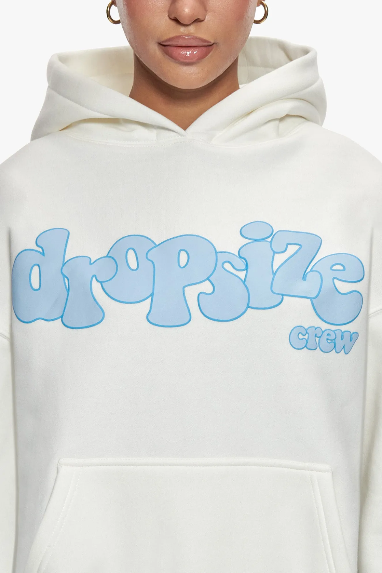 HEAVY OVERSIZE BLUE PUFFER PRINT HOODIE CREAM WHITE