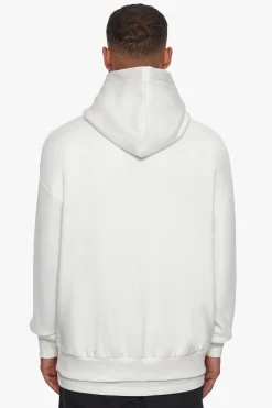 HEAVY OVERSIZE BLUE PUFFER PRINT HOODIE CREAM WHITE