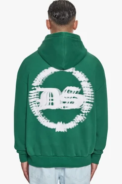 HEAVY OVERSIZE BLURRED LOGO HOODIE WASHED GREEN