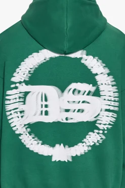HEAVY OVERSIZE BLURRED LOGO HOODIE WASHED GREEN