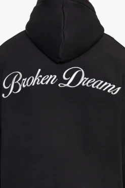 HEAVY OVERSIZE BROKEN DREAMS BACKPRINT HOODIE BLACK