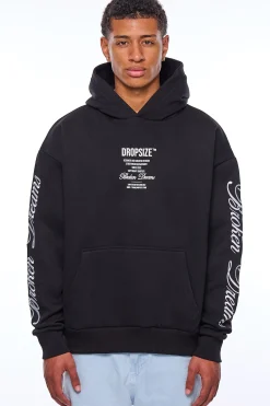 HEAVY OVERSIZE BROKEN DREAMS SLEEVE HOODIE BLACK