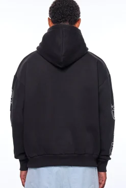 HEAVY OVERSIZE BROKEN DREAMS SLEEVE HOODIE BLACK