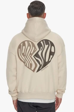 HEAVY OVERSIZE BROKEN HEART HOODIE COCONUT MILK