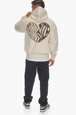 HEAVY OVERSIZE BROKEN HEART HOODIE COCONUT MILK