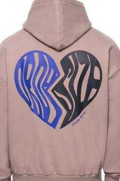 HEAVY OVERSIZE BROKEN HEART HOODIE SIMPLY TAUPE