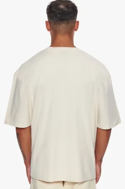 HEAVY OVERSIZE BROWN LOGO PUFFER PRINT T-SHIRT COCONUT MILK
