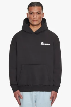 HEAVY OVERSIZE BUBBLE LOGO HOODIE BLACK