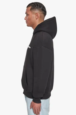 HEAVY OVERSIZE BUBBLE LOGO HOODIE BLACK