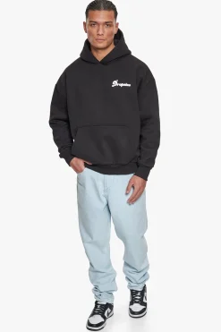 HEAVY OVERSIZE BUBBLE LOGO HOODIE BLACK