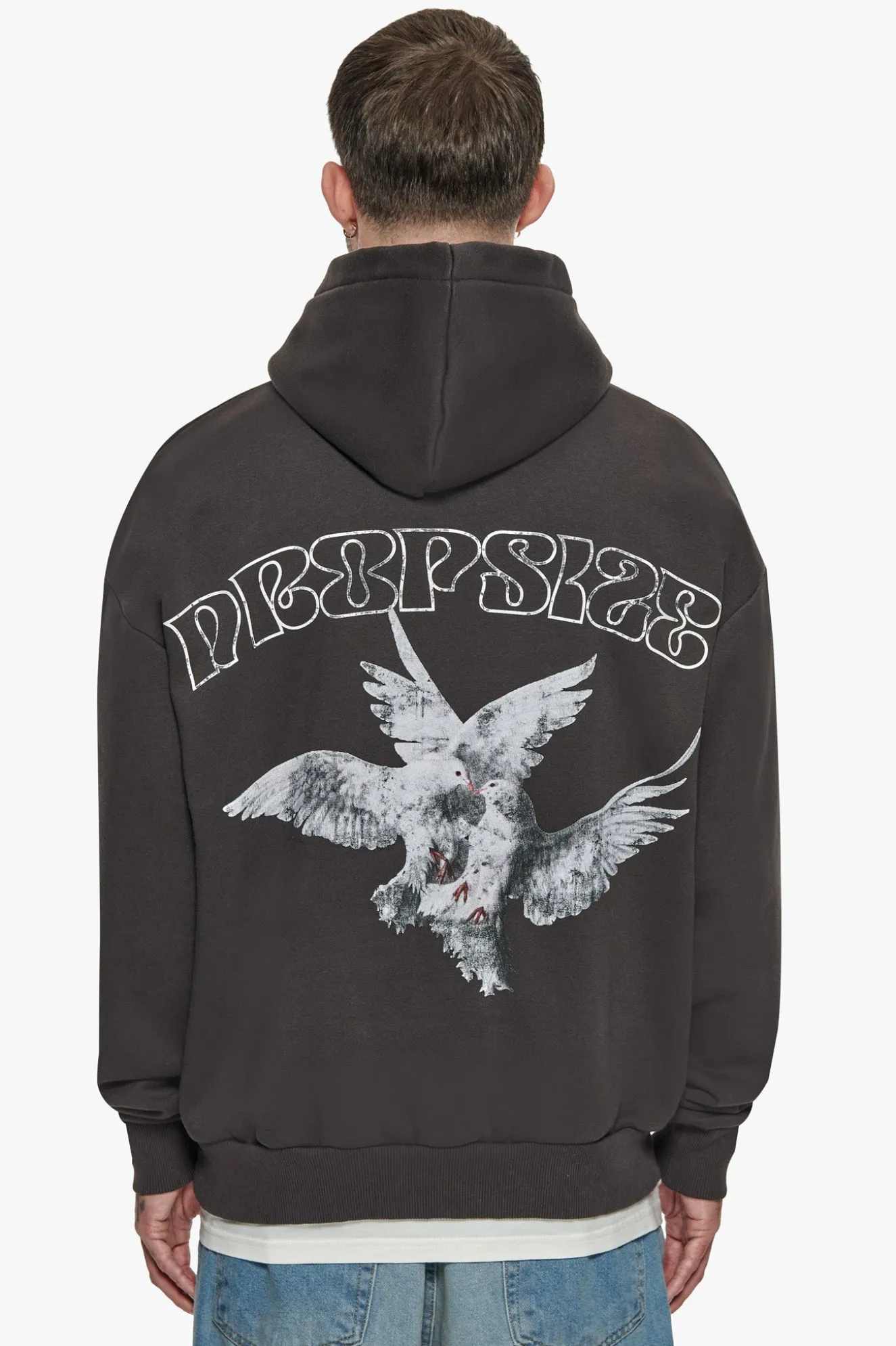 HEAVY OVERSIZE CARESS DOVES V2 HOODIE WASHED BLACK