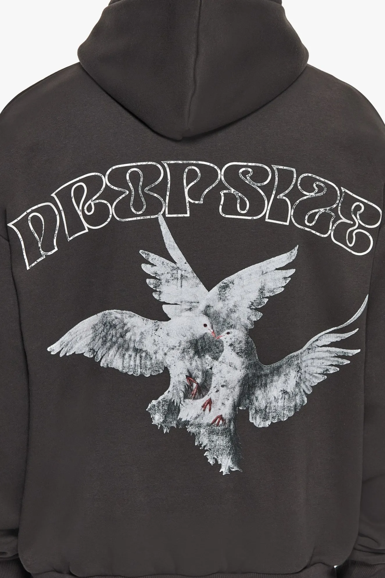 HEAVY OVERSIZE CARESS DOVES V2 HOODIE WASHED BLACK