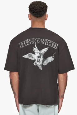 HEAVY OVERSIZE CARESS DOVES T-SHIRT WASHED BLACK