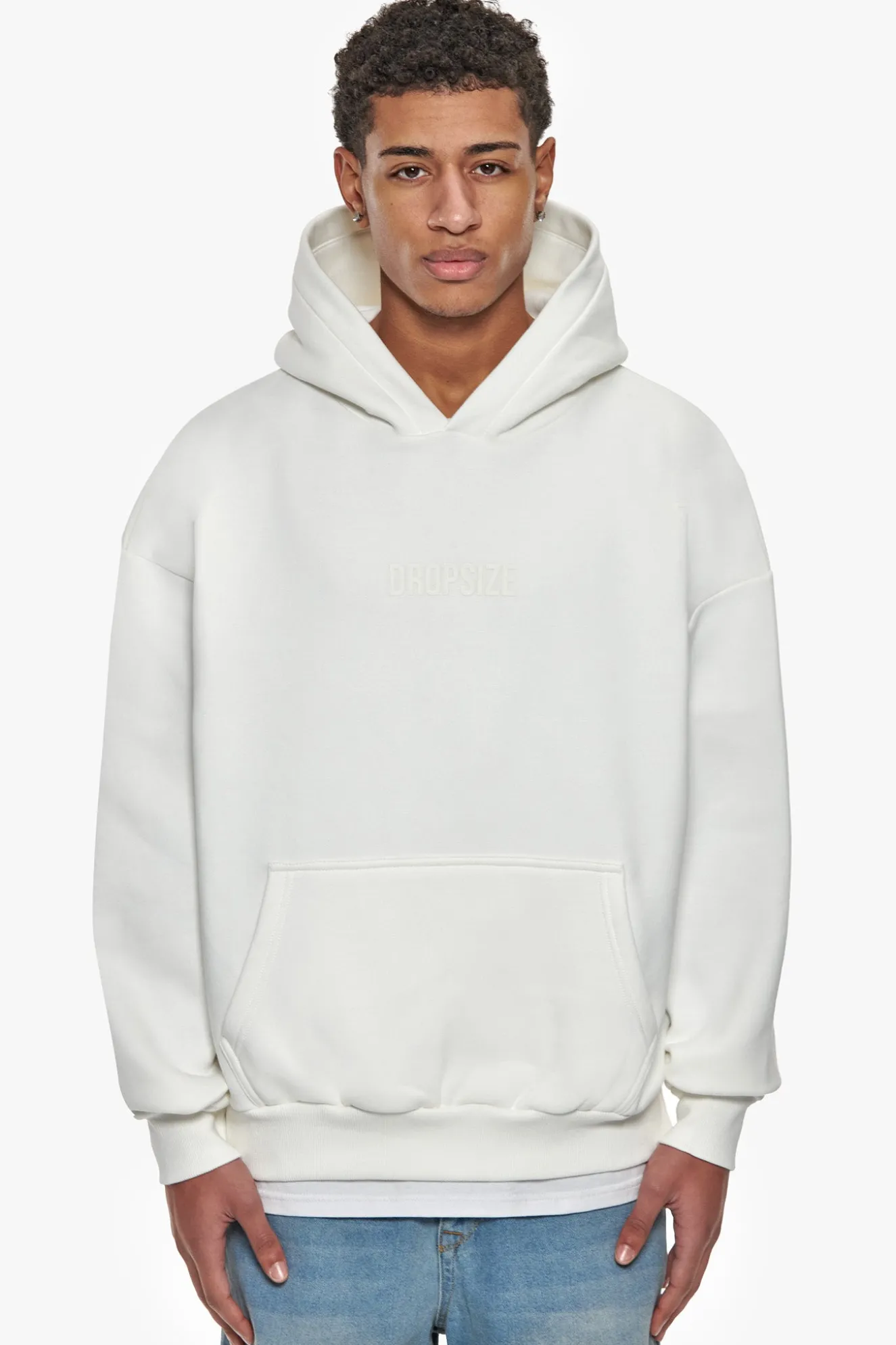 HEAVY OVERSIZE CENTER HD HOODIE CREAM WHITE