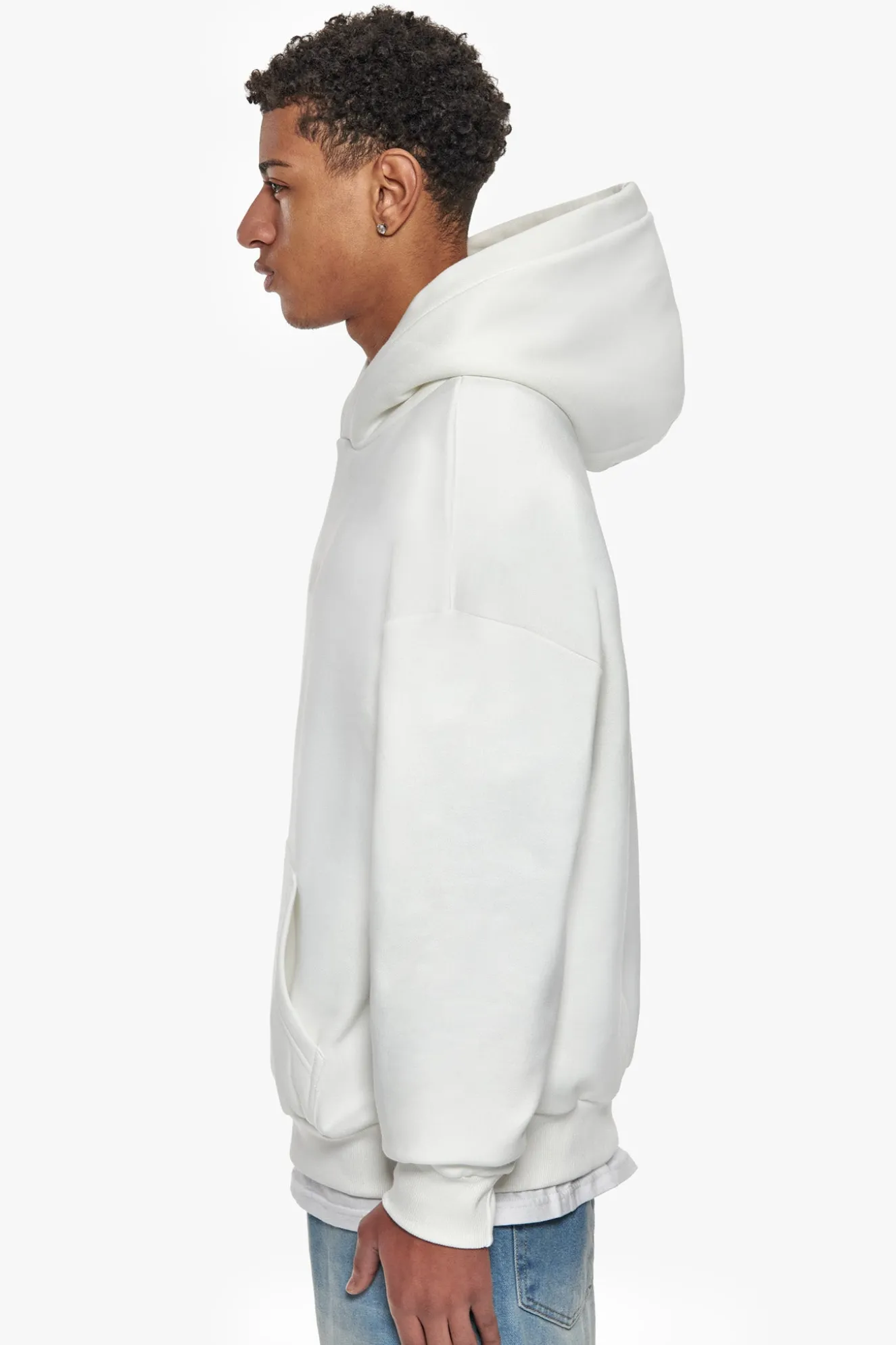 HEAVY OVERSIZE CENTER HD HOODIE CREAM WHITE
