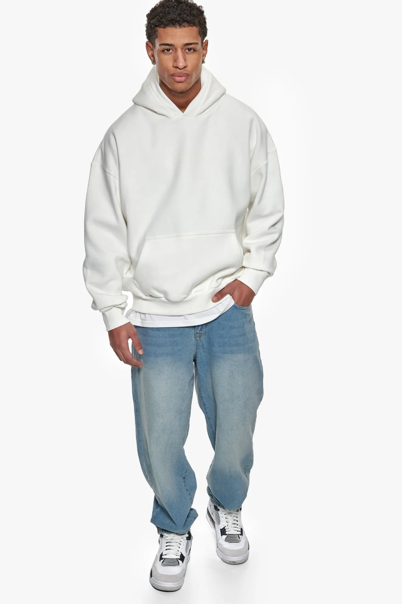 HEAVY OVERSIZE CENTER HD HOODIE CREAM WHITE