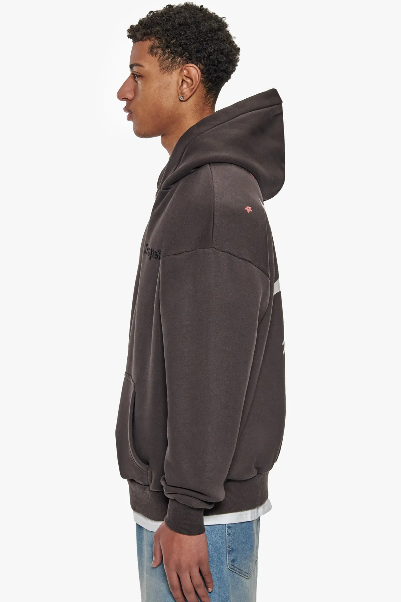 HEAVY OVERSIZE CHERRY FLOWERS HOODIE WASHED BLACK