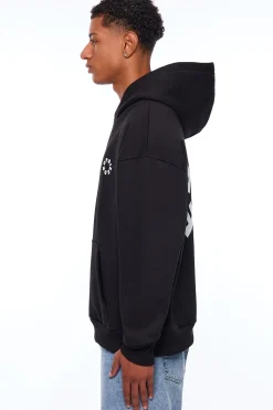 HEAVY OVERSIZE CIRCLE BLOCK HOODIE BLACK