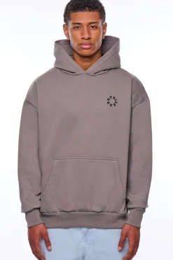 HEAVY OVERSIZE CIRCLE BLOCK HOODIE DRIFTWOOD