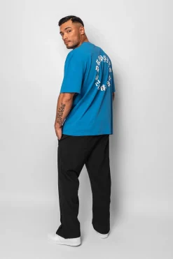 HEAVY OVERSIZE CIRCLE DESIGN T-SHIRT ROYAL BLUE