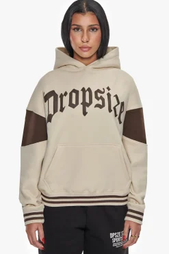 HEAVY OVERSIZE COLOR SLEEVE HOODIE COCONUT MILK / CHOCOLATE BROWN