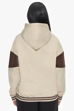 HEAVY OVERSIZE COLOR SLEEVE HOODIE COCONUT MILK / CHOCOLATE BROWN