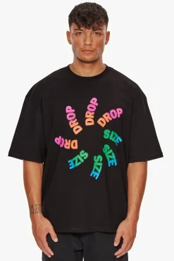 HEAVY OVERSIZE COLOUR TWIST T-SHIRT BLACK