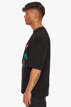 HEAVY OVERSIZE COLOUR TWIST T-SHIRT BLACK