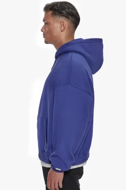 HEAVY OVERSIZE CORD ZIP HOODIE WASHED BLUE