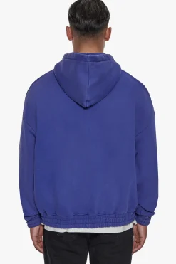 HEAVY OVERSIZE CORD ZIP HOODIE WASHED BLUE