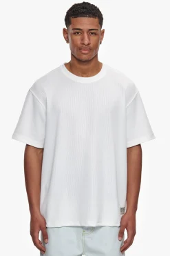 HEAVY OVERSIZE COTTON PATCH T-SHIRT CREAM WHITE