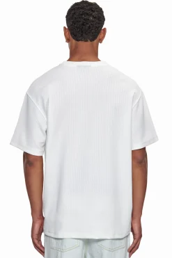 HEAVY OVERSIZE COTTON PATCH T-SHIRT CREAM WHITE