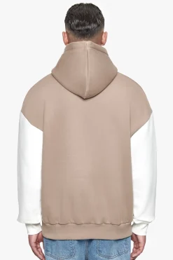 HEAVY OVERSIZE CREAM SLEEVE HOODIE SILVER MINK
