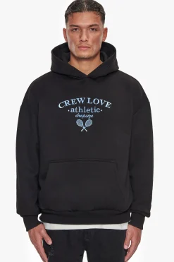 HEAVY OVERSIZE CREW ATHLETIC HOODIE BLACK