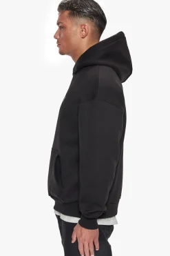 HEAVY OVERSIZE CREW ATHLETIC HOODIE BLACK
