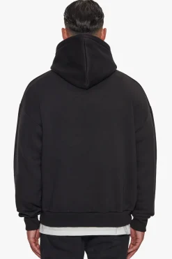 HEAVY OVERSIZE CREW ATHLETIC HOODIE BLACK
