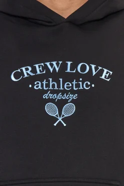 HEAVY OVERSIZE CREW ATHLETIC HOODIE BLACK