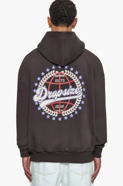 HEAVY OVERSIZE CREW LOVE GLOBE HOODIE WASHED BLACK