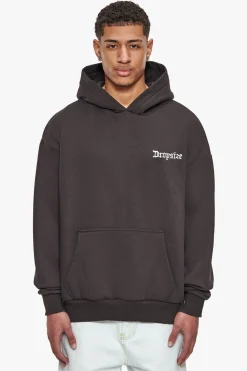 HEAVY OVERSIZE CREW LOVE GLOBE HOODIE WASHED BLACK