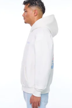 HEAVY OVERSIZE CREW LOVE HOODIE CREAM WHITE